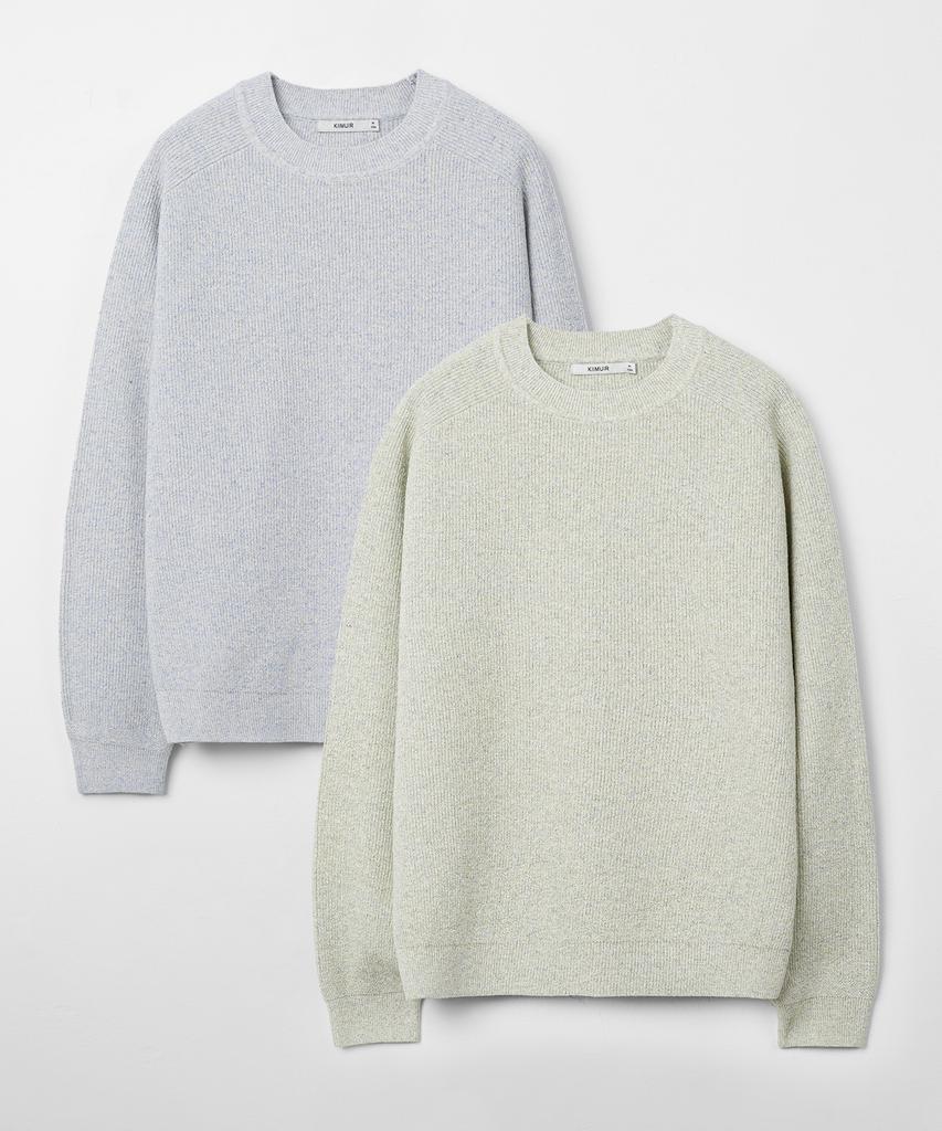 KIIMUIR Cotton Linen Multicolor Crew Neck Knit_2 Color