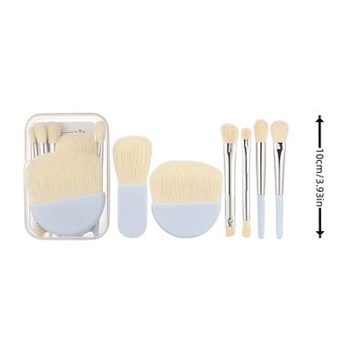 Mini Makeup Brush Set 6pcs Travel Portable Pencil Tip Soft Bristle Blush Eyeshadow Brushes