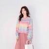 Women's Gradient Striped Patchwork Fuzzy Knit Pullover Sweater, 2025 Design