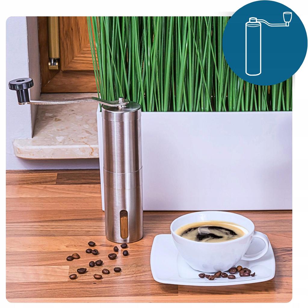 Manual Grinder for Coffee, Pepper, Coarse Grains, Steel, Modern Loft Design