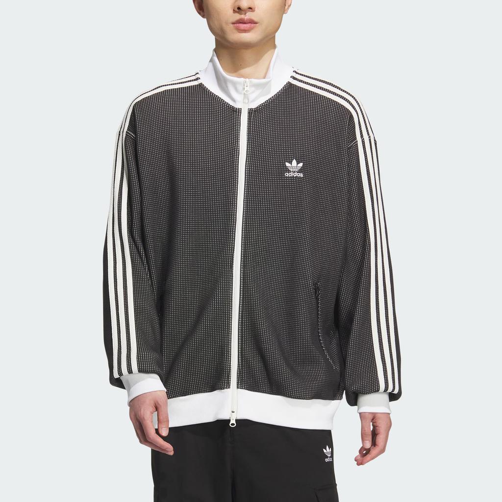 Adidas Originals Track Top Knit Logo Three Stripes Waffle Stand Collar Sports Loose Long Sleeve Jacket Men Jacket KC2619