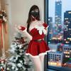 Festive Women's Red Homewear Set: Bowknot, Convertible for Outerwear, Sexy Dress & Nightgown - Christmas, New Year, Chinese New Year Style