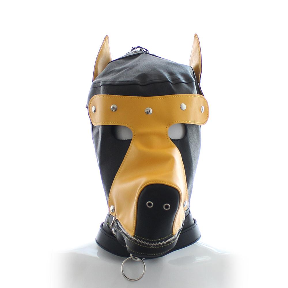 VaHppy SM BDSM Erotické hračky Psí návleky na hrdiny Hraní rolí Big Black Dog Slave Odnímatelné návleky na oči a ústa