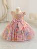 Girls' Puff Tulle Princess Dress with Bowknot for Birthdays & Events