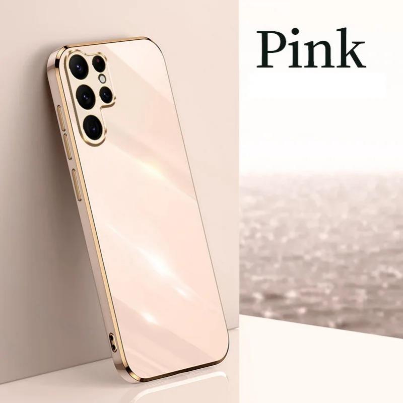 Für Samsung S25 Ultra S25 + Hülle Luxus Galvanisierte Weiche Silikon TPU Hülle Für Galaxy S24 S23 FE S22Plus S21 S20 Objektivschutz Stoßfester Stoßfänger