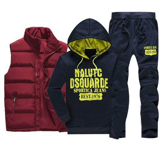 Men's Tracksuits Casual Set 3 Pieces Warm Vest Sweatpants Hoodie Letter Printed Plus Size 5XL Mens Joggers Set Sweat Suits