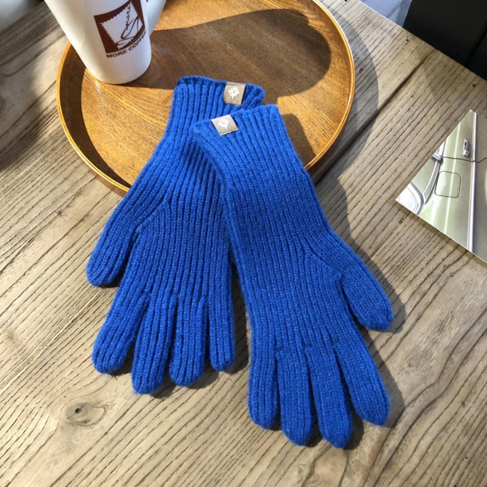 Casual Long Knitted Gloves Touchscreen Solid Color Winter Gloves Warm Mittens Outdoor Riding