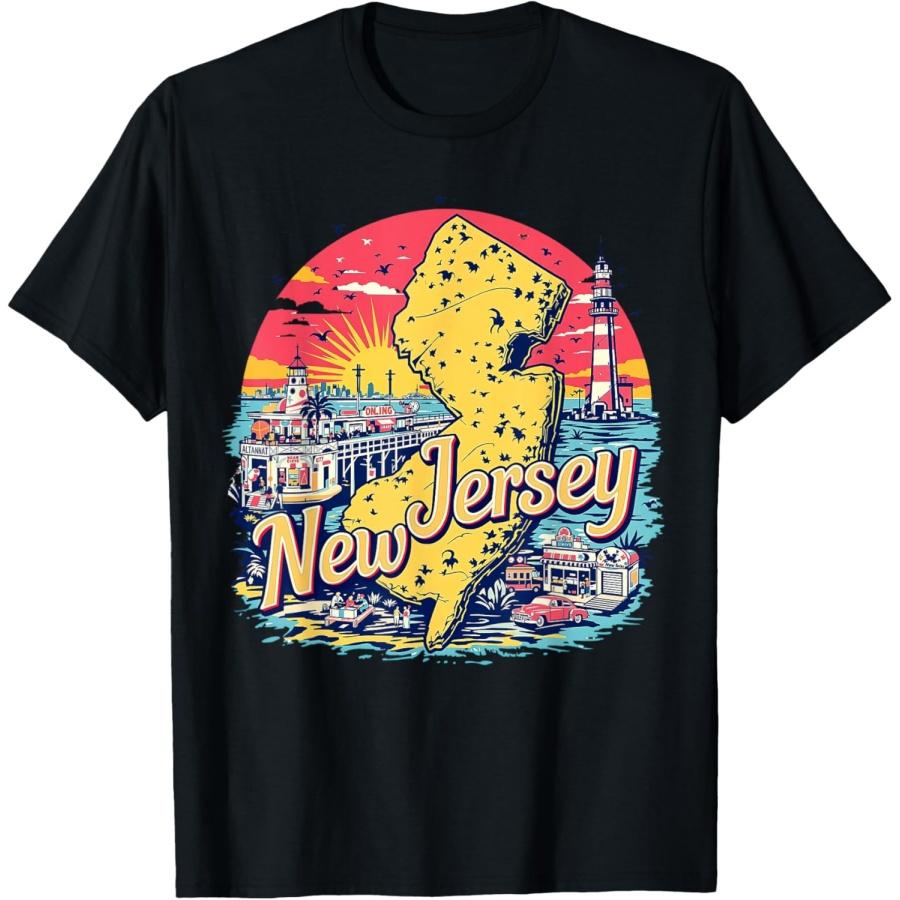 Винтажная футболка с картой штата Нью-Джерси в ретро-стиле(1) XXXXXL чёрный