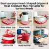 2pcs Heart-shaped Heat Insulation Pad Thickened Cotton Heat Resistant Oven Mitts Polka Dot Non-Slip Baking Gloves Dining Table