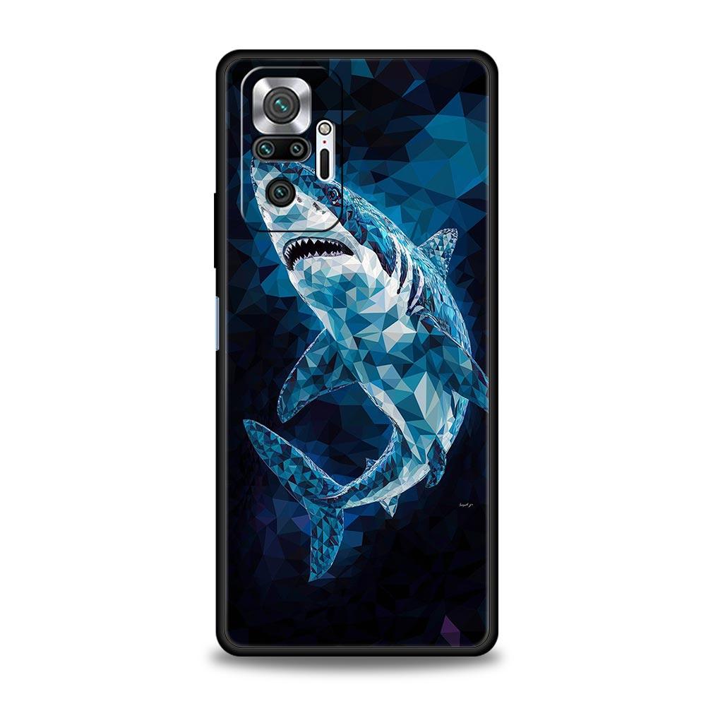 

Seaside Sharks Pattern Phone Case Cover for Redmi 14C 10C Note 15 14 13 12 10 11 K40 Pro Plus 5G Soft TPU Shockproof Shell Capas Redmi Note 13