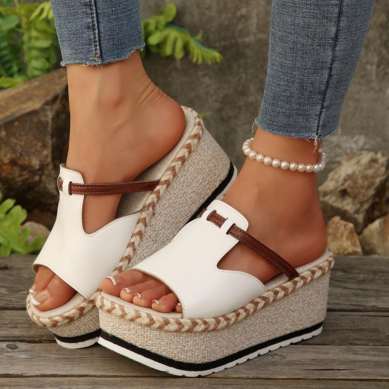 Damen Plateau Keil Pantoletten Chunky Sommerschuhe