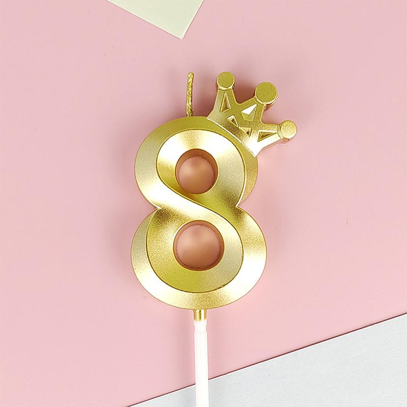 1 Pc Gold Crown Digital Candle Number Birthday Cake Candle Kids Birthday Party Wedding Cake Candle 0-9 Number Candle