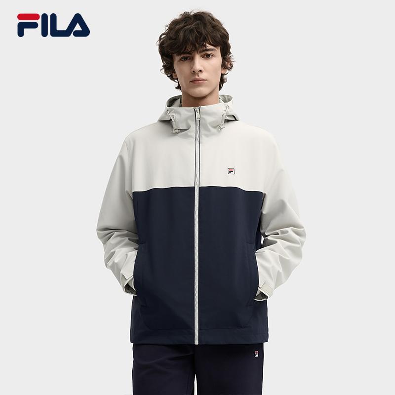 FILA Heritage Fashionable Comfortable Color Block Woven Hooded Jacket Men jackets Rock-Cloud F11M548703FLK