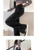 2024 Women's Plus Size Fleece-Lined Wide Leg Jeans - Winter Style, Loose Fit, Narrow Straight Floor-Length Pants