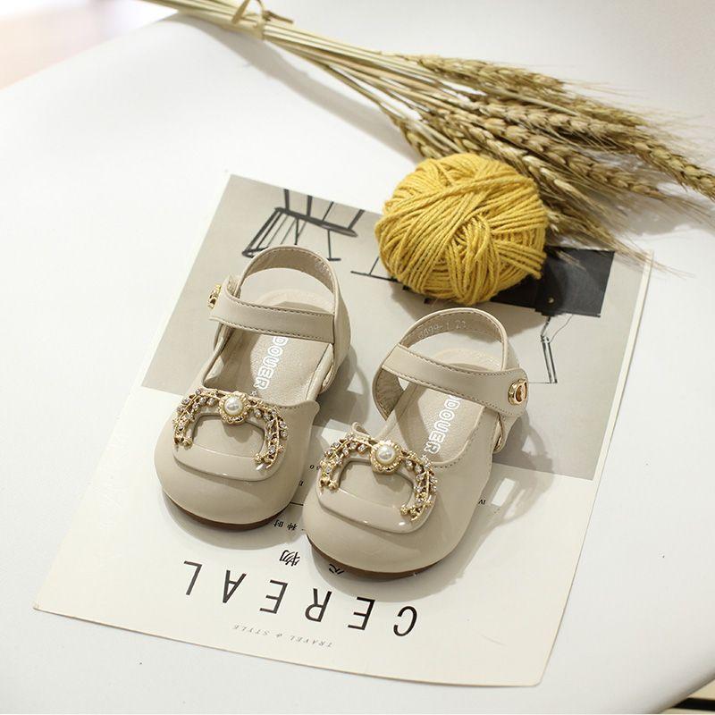 

Fashion Versatile Kids Leather Shoes 2025 Summer New Girls Sandals Simple Child Casual Shoes Anti Slip Girls Princess Shoe 21insole13.2cm бежевый