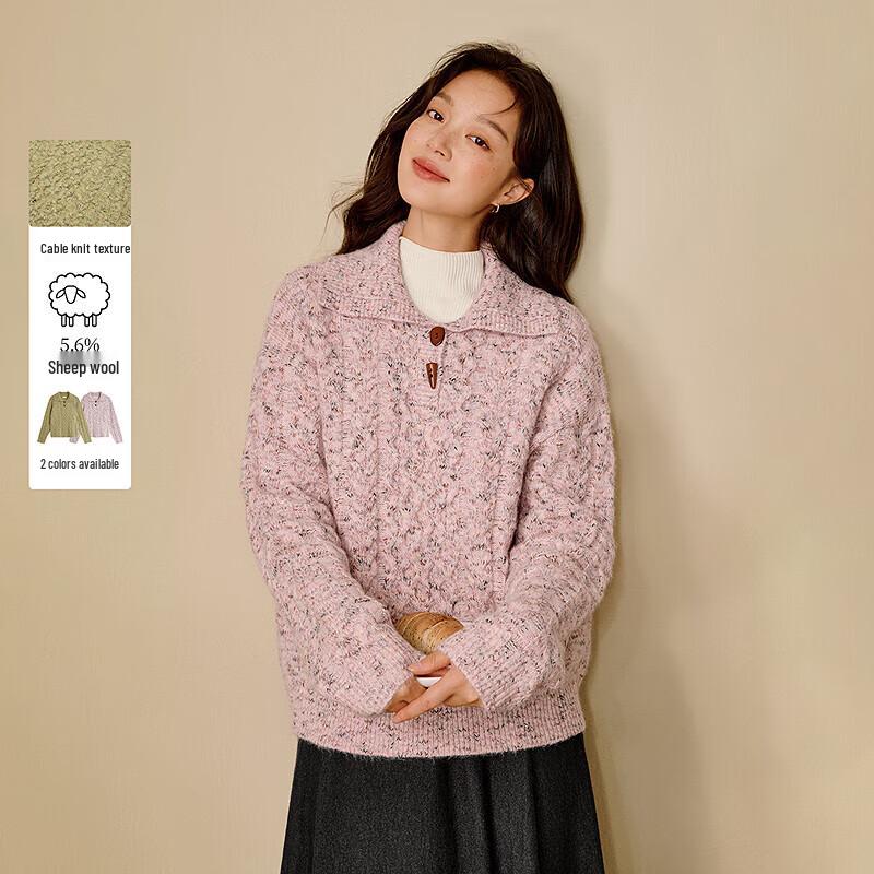 Inman Women's Cable Knit Half-Button Pullover Sweater