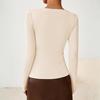 Women's Fashionable Long-sleeved Asymmetrical Collar Fitted Casual Knitted Top