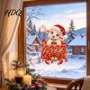New Year Window Clings of The Sheep Cling 2027 Static Sticker Christmas Cartoon Easy Apply Glass Surface Decals Goat Decal with Santa Hat And Bells