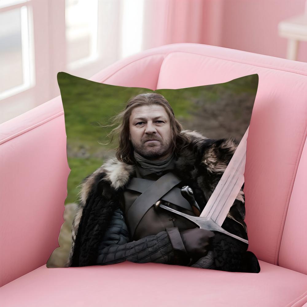 eEddard StarkLinen Decorative Cushion Cover Pillow Case Soft Friendly Fabric Concealed Zipper