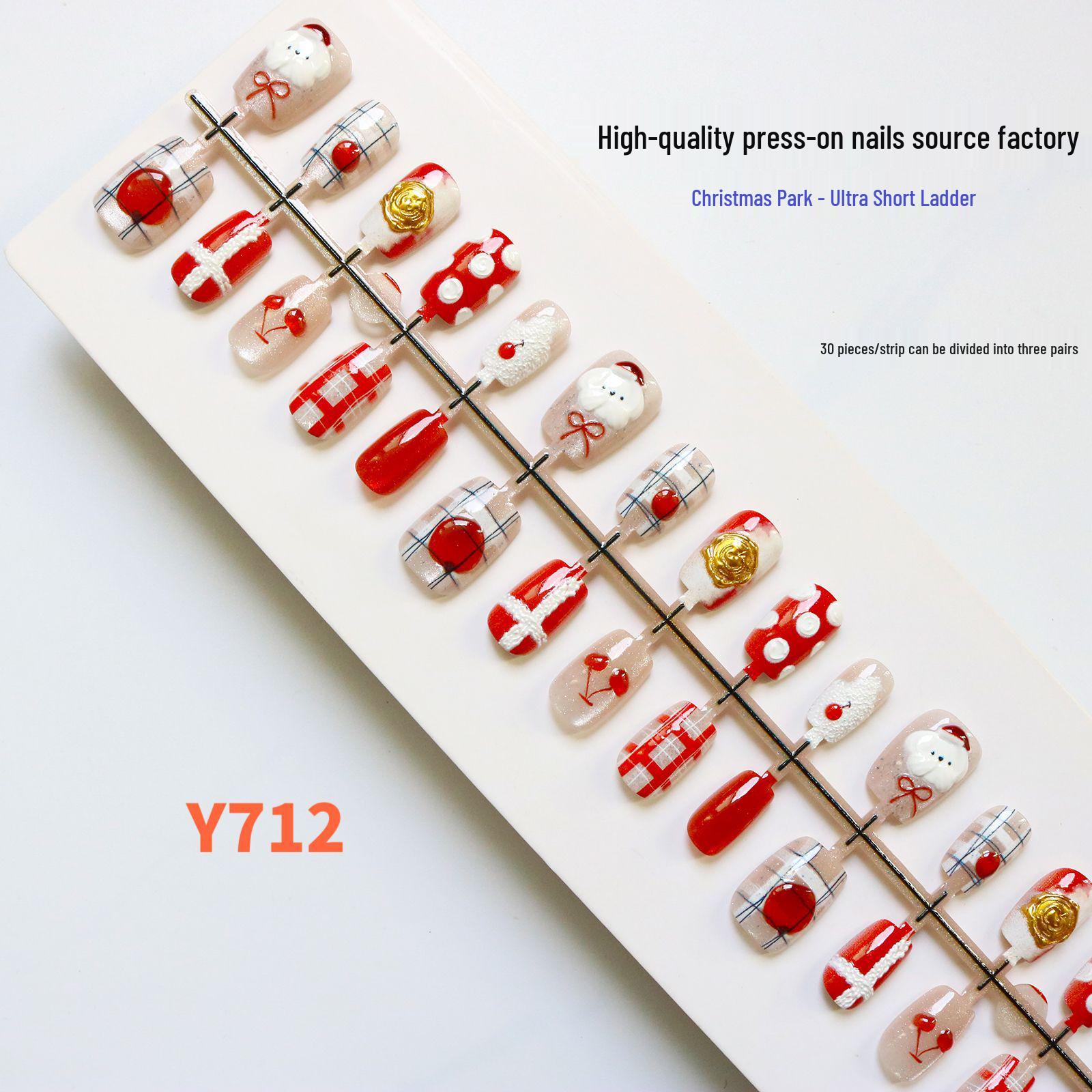 Christmas Snowman 3D Gold Red Nail Art Stickers, High-End Whitening Nail Tips, Special Wearable Nails