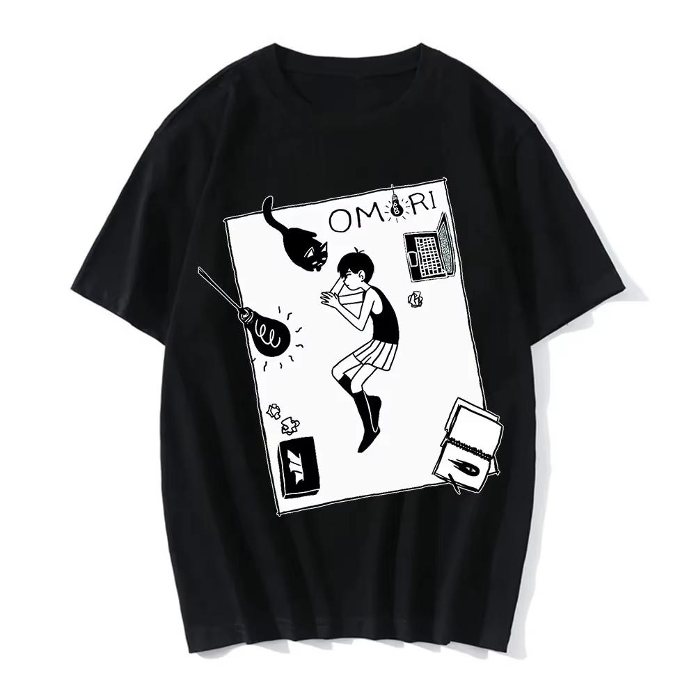Omori Merch Omocat Summer T-shirts Casual Tops Print Harajuku Style Short Sleeve Tops Cosplay T-shirts Fashion Y2K Top