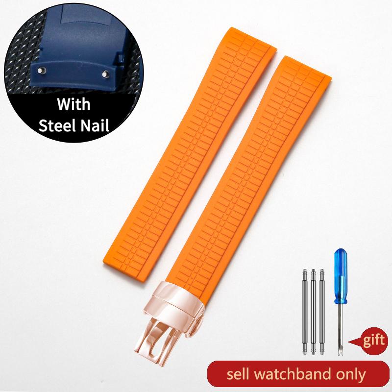 

Для Patek Philippe 5167 Grenade 21мм Aquanaut Вигнутий з Цвяхом Сталева Розкладна Застібка Гумовий Силіконовий Водонепроникний Замінний Ремінець для Годинника 21mm