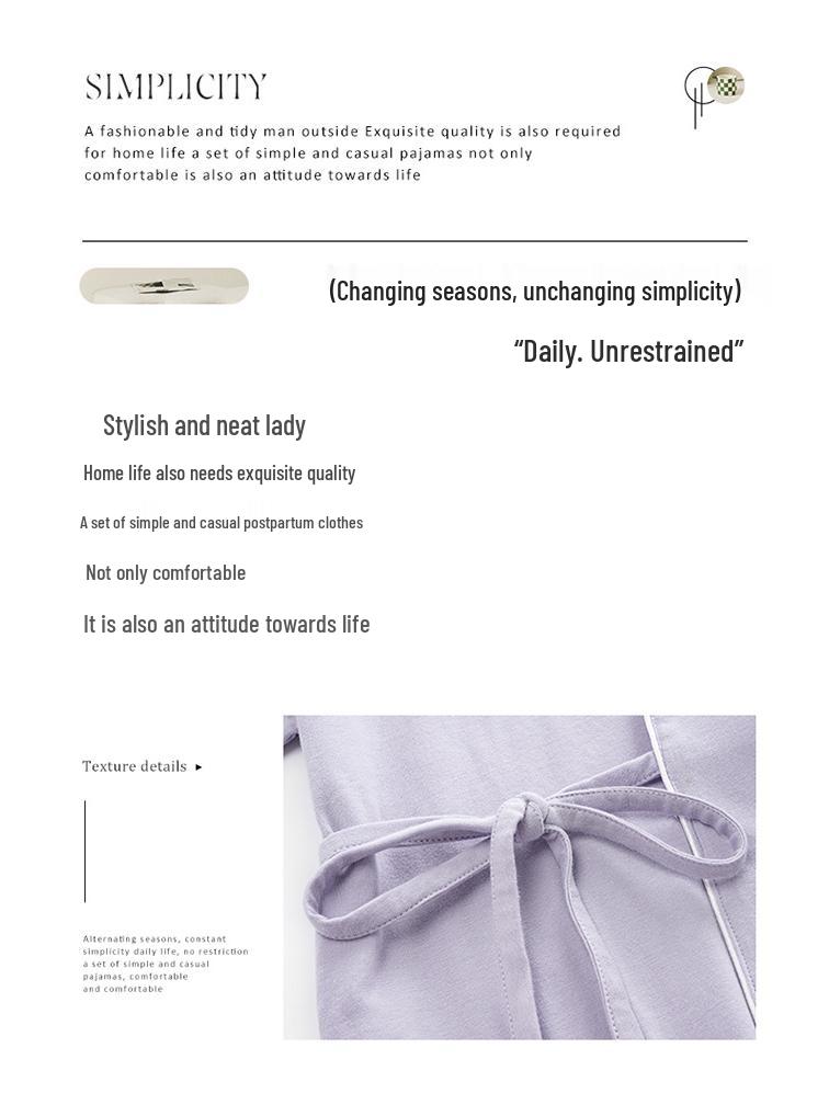 Spring & Autumn Nursing Pajamas for Postpartum Women with Breast Pads