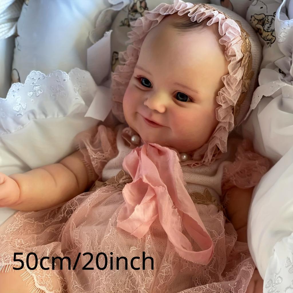 BZDOLL 50cm 20inch Soft Vinyl Reborn Baby Doll with 3D-Paint Skin and Blood Vessels Girl Art Toy Bebe Lifelike Handmade Toddler Birthday Gift