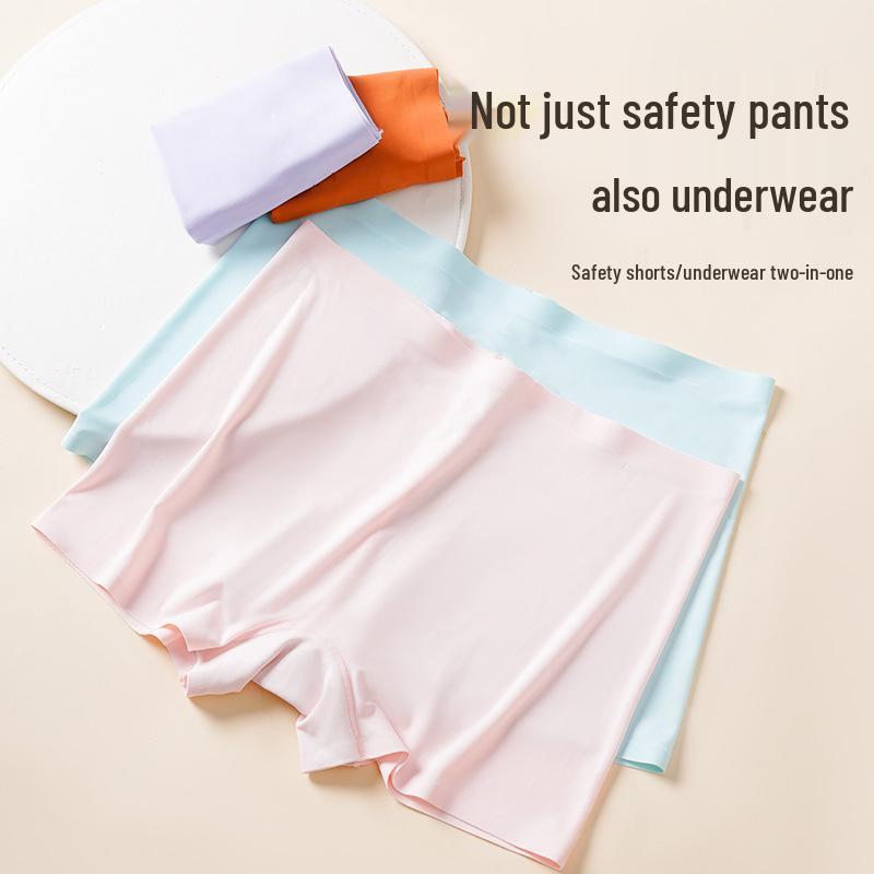 Seamless Ice Silk Safety Shorts - Women’s Mid-Waist Anti-Exposure, Plus Size, Summer Boxer Briefs.