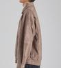 Button Seoul Vegan Suede Minimal Blouson Zip-Up Jacket (Brown)