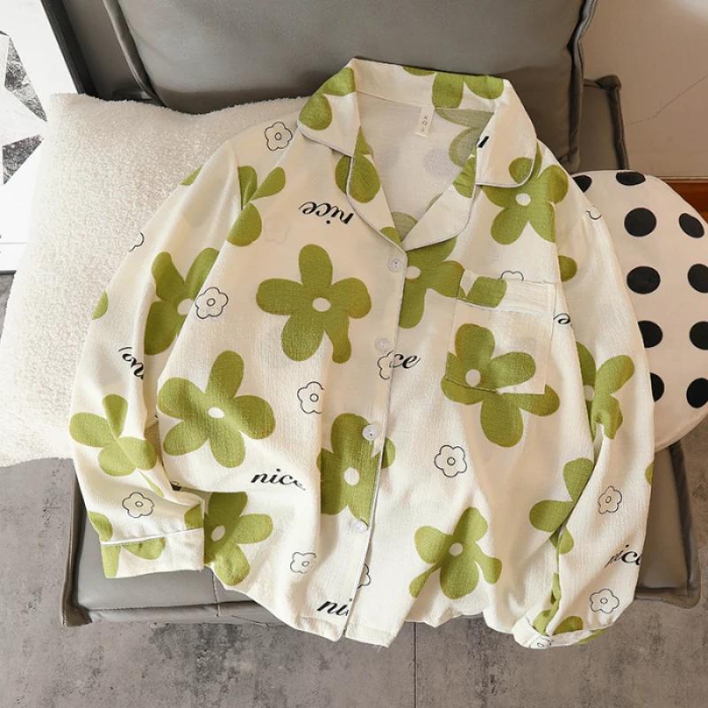 

Модные принты для женщин, весенние новые пижамы из 100% полиэстера с длинными рукавами, женская одежда для сна, модные, стильные, для дома, для отдыха M