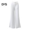 Women Wide Leg Pants High Waist Hollow Cross Waistband Slightly Flared Trousers Solid Color Casual Long Pants Streetwear