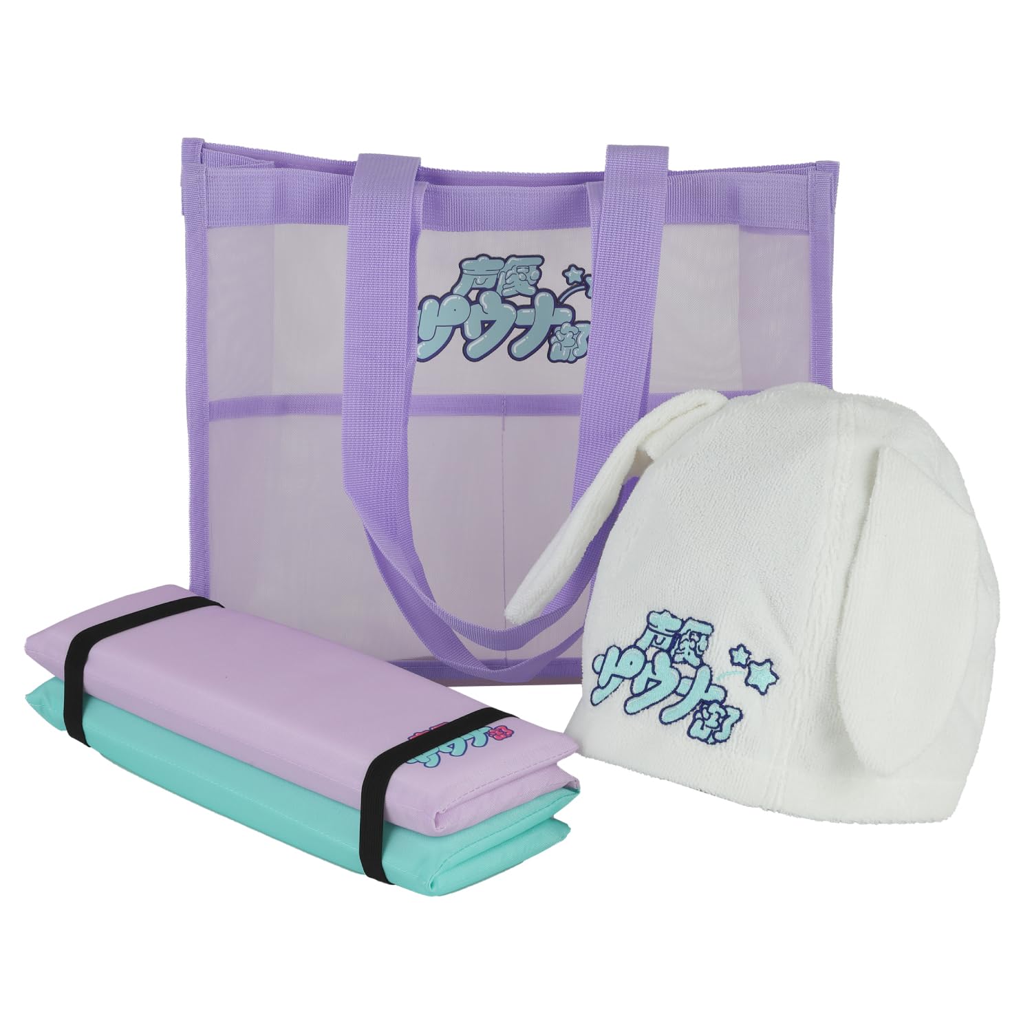 

Seiyuu Sauna Club Ito Collaboration Model Sauna Set PrimalBlue Sauna Hat Sauna Mat Mesh Tote Bag Female Voice Actor Voice Actor Sauna Cute Bunny Ears