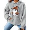 Women'S Halloween Ghost & Pumpkin Print Hoodie,Casual Knit Polyester Sweatshirt with Kangaroo Pocket,Long Sleeve Drawstring Hooded Top for Fall/Winter