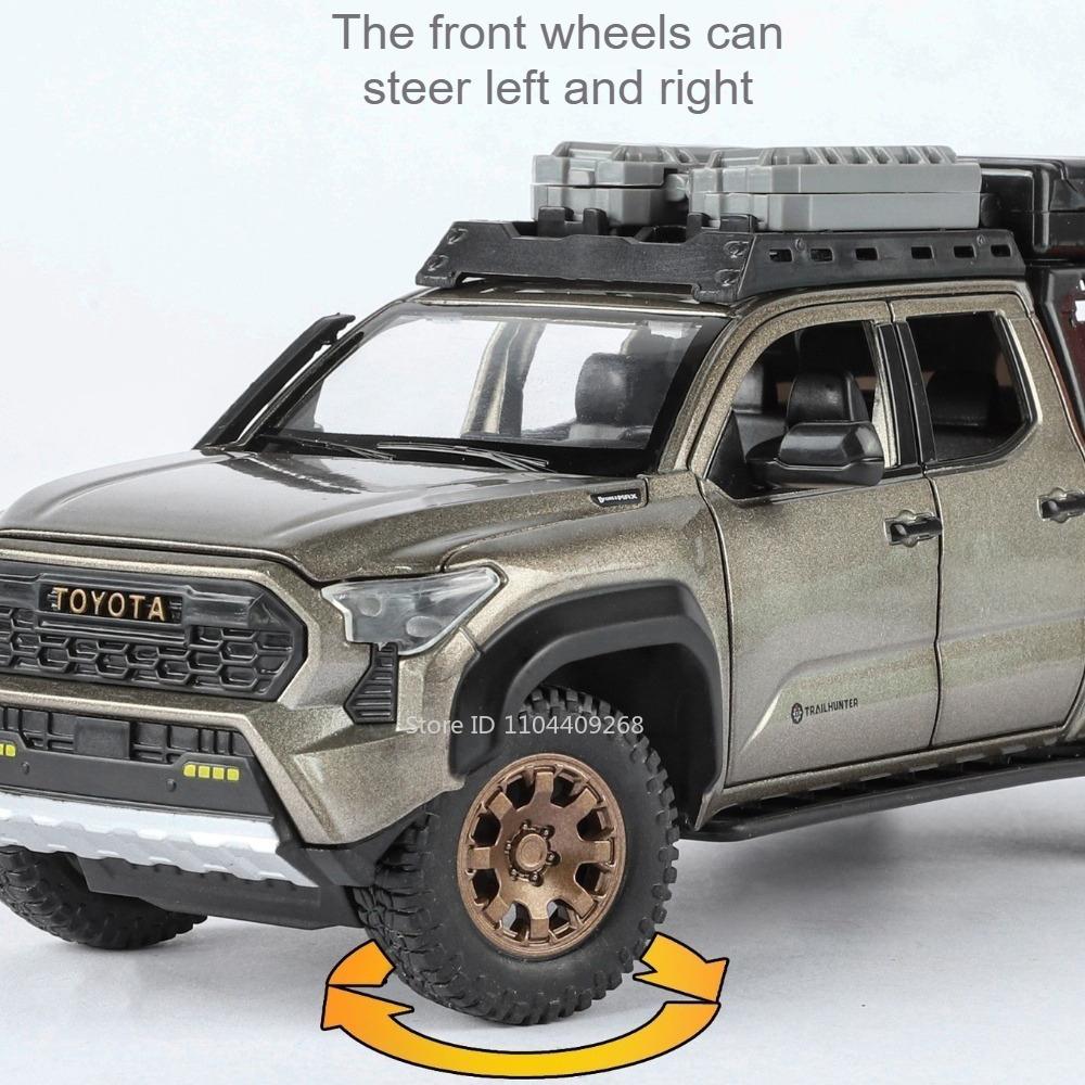 Scale 1:24 TACOMA Tundra Car Model Toy Metal Diecast Exquisite Interior Vehicle Pull Back Sound Light Pickup Models Boys Toys