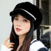 Luxury Faux Mink Fur Beret with Visor for Women, Winter Double Warmth Cotton Lined Hat, Stylish Outdoor Peaked Beret