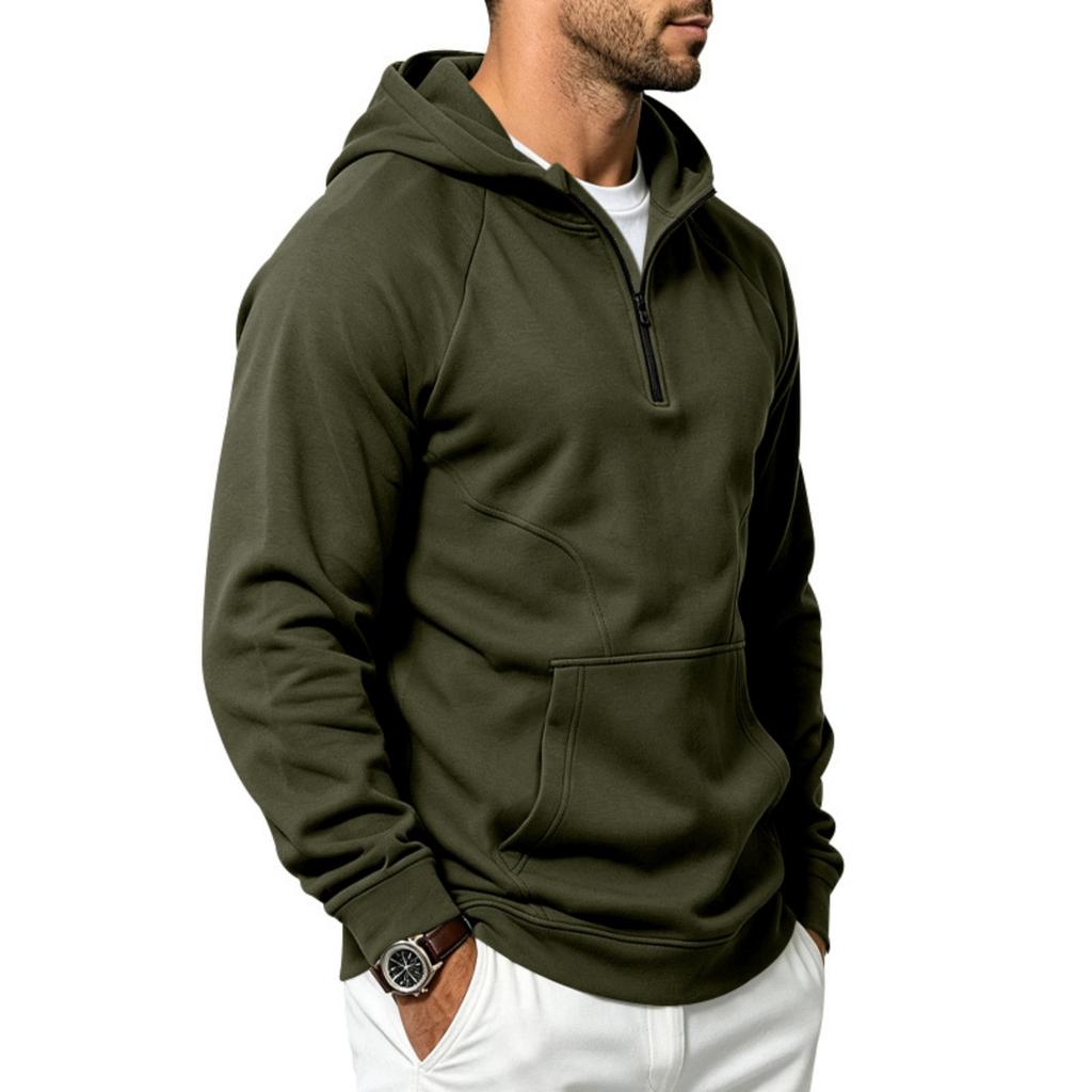 Men's Loose Fit Color Block Hooded Zip-Up Sweatshirt for Outdoor Workout and Fitness