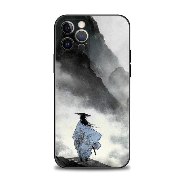 Phone Case For Apple Iphone 14 13 12 11 Pro Max 13 12 Mini Xs Max Xr X 7 8 6 6s Plus Shell Japan Samurai Landscape Ink Painting