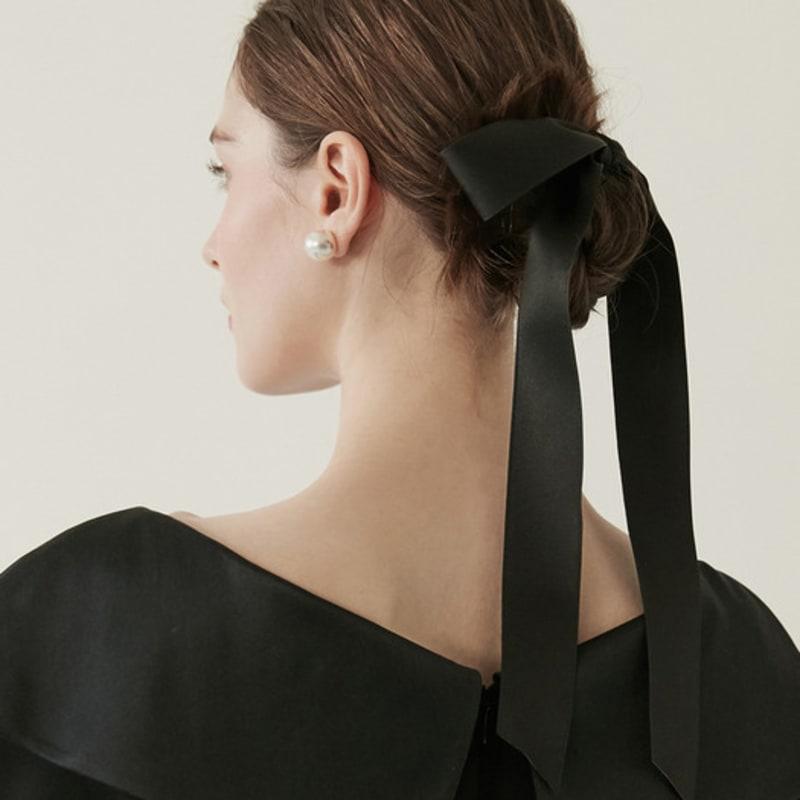 BAU by Bride And You MANDY Classic ribbon hair pin (Black satin)