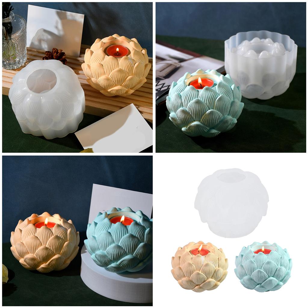Creative Lotus Bud Candle Holder Mold Artistic Flower Bud Candleholder Silicone Mold for Wedding Decors and Ornaments