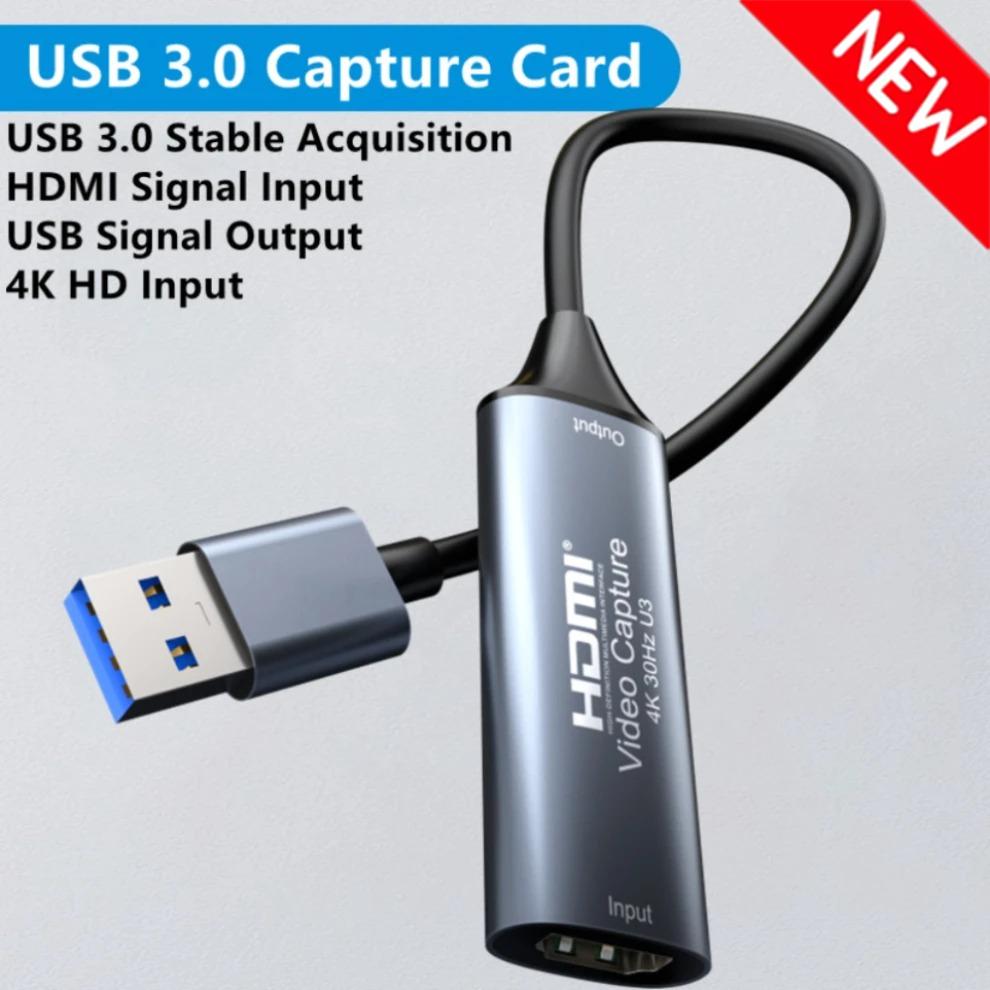 4K USB 3.0/Type-C Video Capture Card HDMI-compatible Grabber Recorder for PS4 Game DVD Camcorder Camera Recording Live Streaming