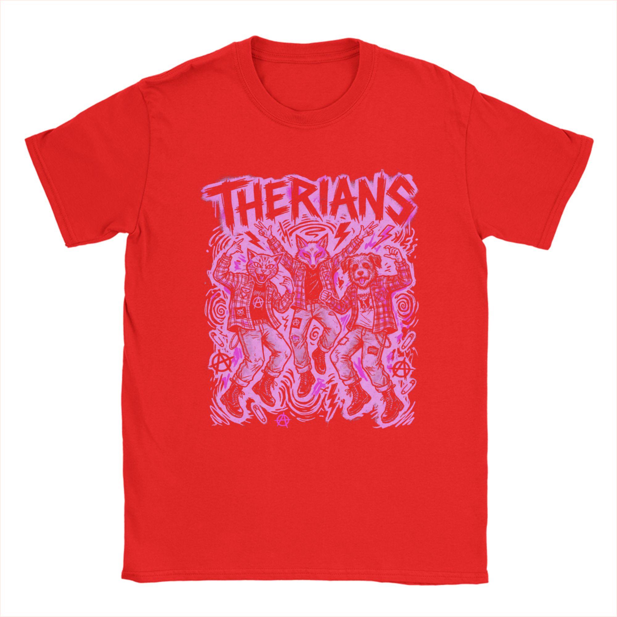 

THERIANS Punk Rock Animal Band Cat Fox Dog Therian Grunge T Shirt Summer TShirts Unisex Cotton Plus Size 5XL Clothes ShortSleeved S