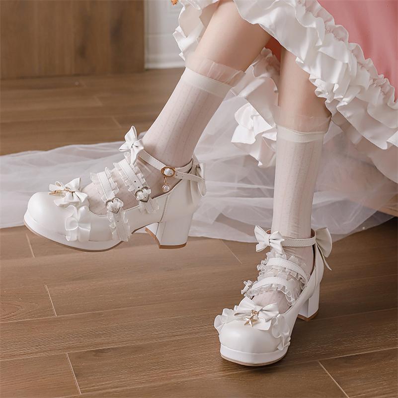 

Женщины Мэри Джейнс Лолита Туфли Круглый носок Кавайная платформа Толстые каблуки Пряжка Бант Женские косплей Туфли Весна Осень 46