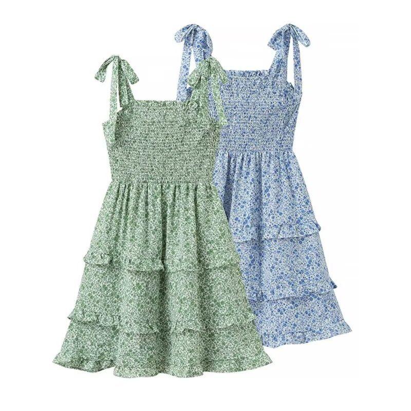 Kaslead New Arrival Women's Clothing Fashion Style Fashion Casual Minimalist Laminated Floral Short Dress
