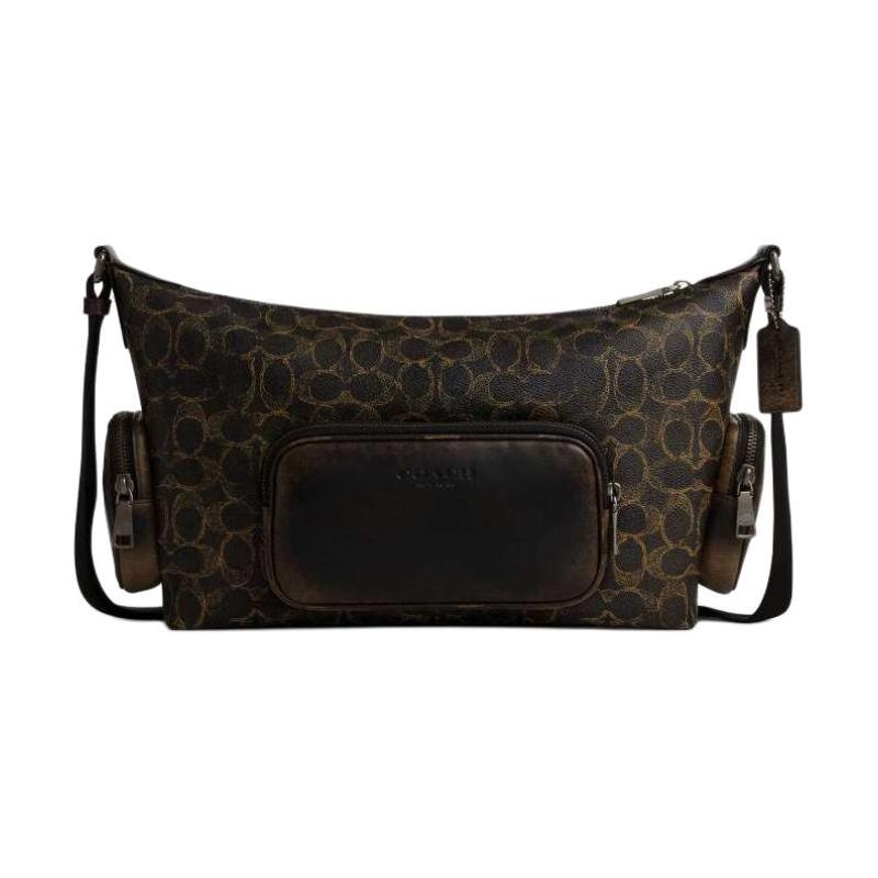 

COACH 31 Finn Printed Design Coated Canvas and Calfskin Crossbody Bag Large Men s Black чорний