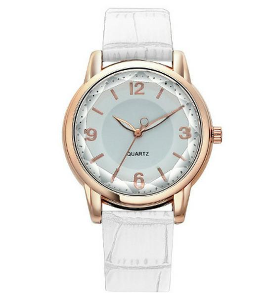 Women's Crocodile Pattern Leather Quartz Watch with Inner Shadow Numerals