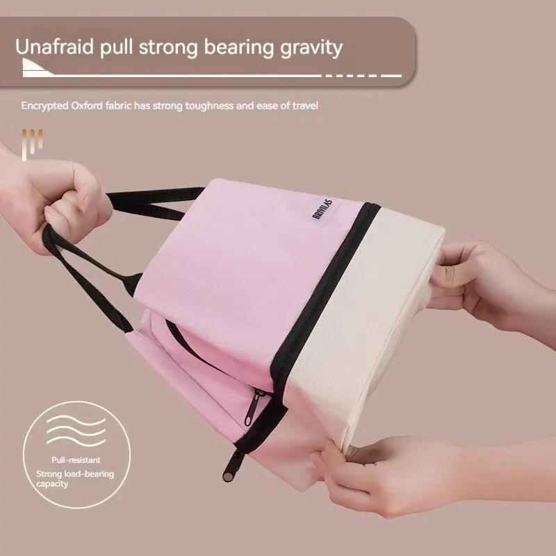 Dopamine Double Layered Contrasting Color Lunch Bag Insulated Ice Pack Fresh Outdoor Picnic Bag Portable Handheld Insulation Bag