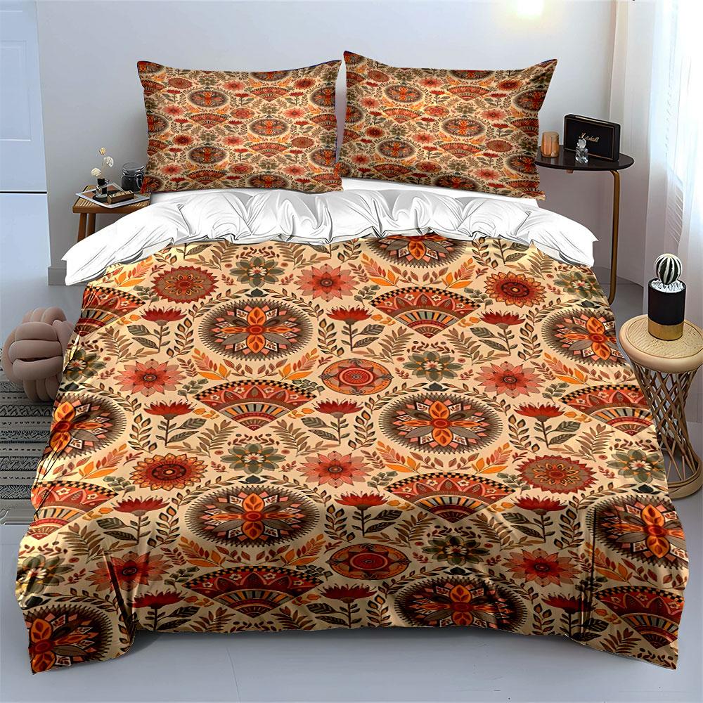 Floral Medallions and Leaves. Bedding Sets Duvet Cover Sets Duvet Covers Pillowcases(1* Duvet Cover 2* Pillowcases Without Duvet Insert)