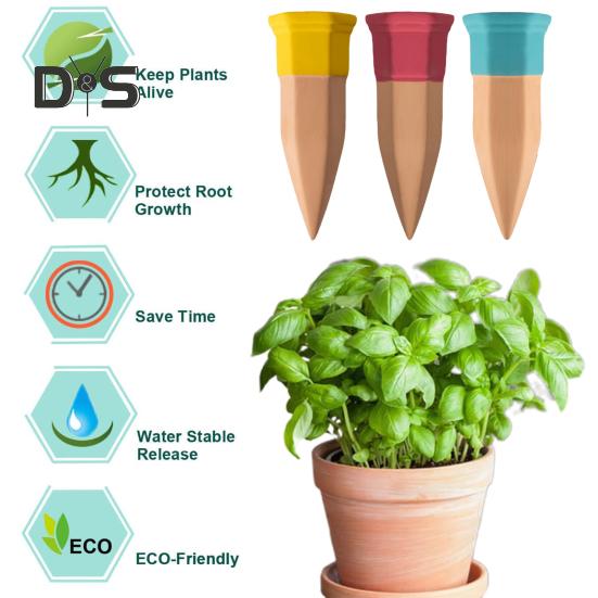 6 Stück selbstbewässernde Spikes, Terrakotta-Bewässerungsspikes, automatische Bewässerungsstäbe mit langsamer Freisetzung für Pflanzen im Innen- und Außenbereich