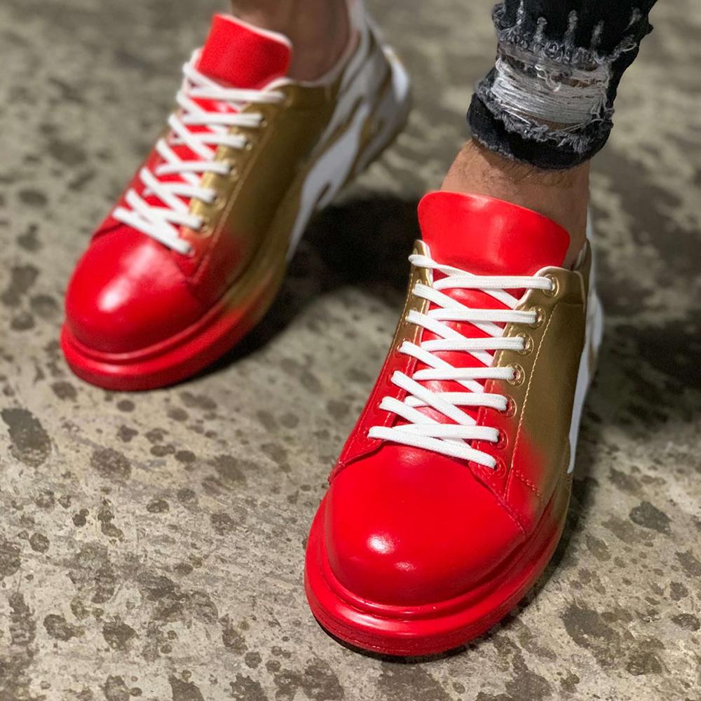 Scarpe da ginnastica da uomo Chekich Scarpe da ginnastica rosse e bianche  miste in pelle multicolore con stampa primaverile Scarpe di qualità  originali Scarpe di lusso CH254 acquista in modo economico — spedizione